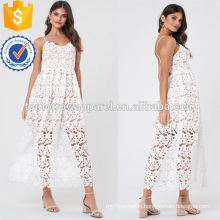 White Ruffled Lace Cotton Spaghetti Strap Maxi Summer Dress For Sexy Girl Manufacture Wholesale Fashion Women Apparel (TA0216D)